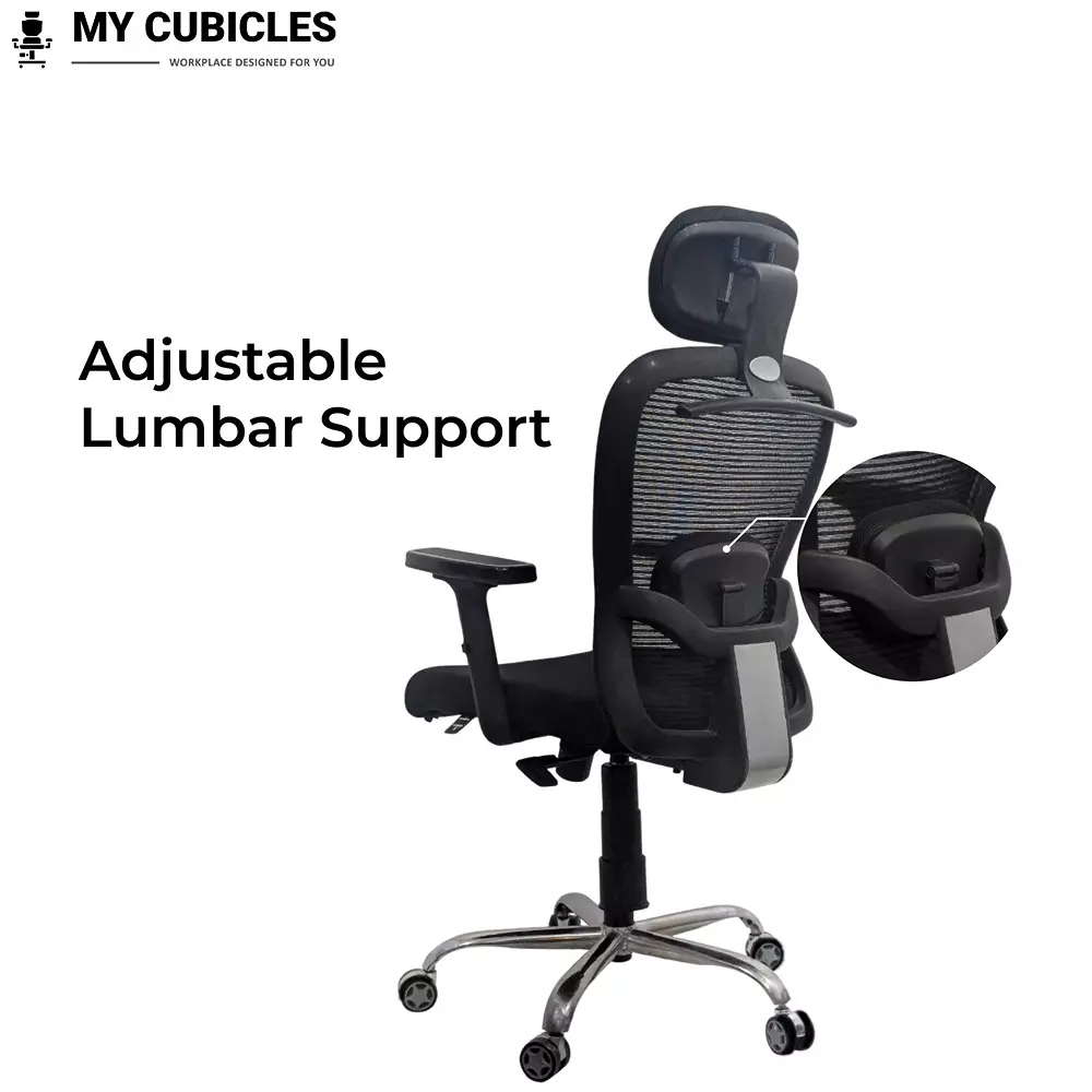 MY CUBICLES Cosmic Horizon Headrest Office Chair High Back Polyurethane Foam Weight Capacity Upto 110 Kg Black, MC0061