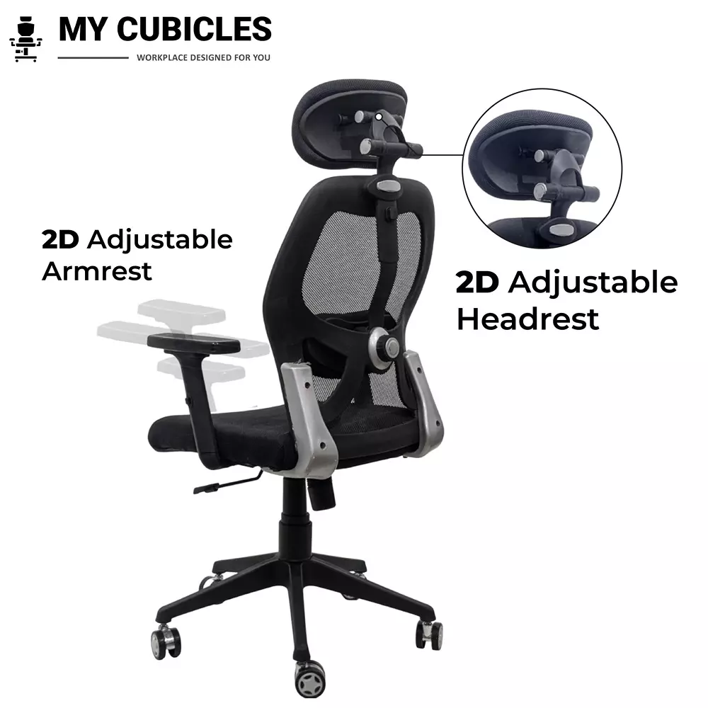 MY CUBICLES Titan Throne Matrix Ergonomic Office Chair High Back Polyurethane Foam Weight Capacity Upto 125 Kg Black, MC0054