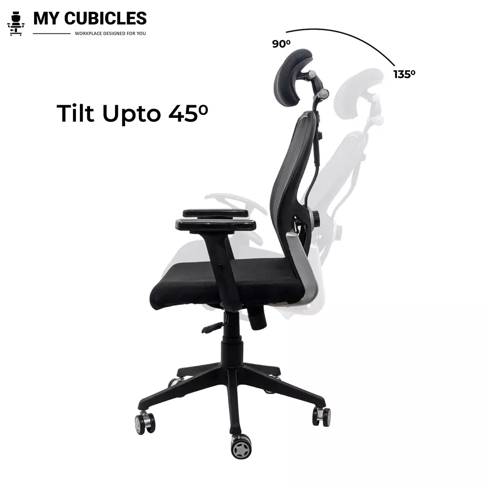 MY CUBICLES Titan Throne Matrix Ergonomic Office Chair High Back Polyurethane Foam Weight Capacity Upto 125 Kg Black, MC0054