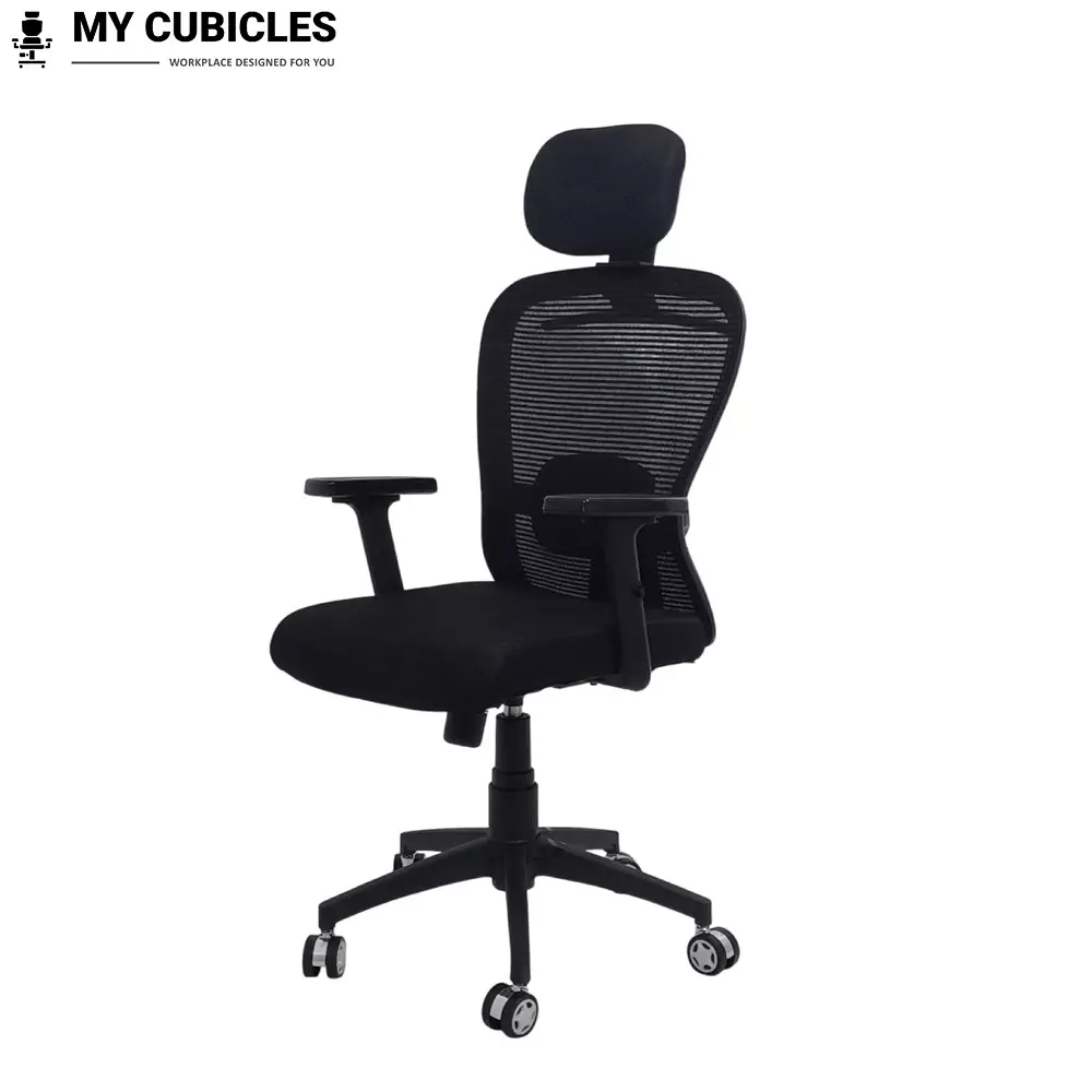 MY CUBICLES Cosmic Horizon Office Ergonomic Chair High Back Polyurethane Foam Weight Capacity Upto 120 Kg Black, MC0094