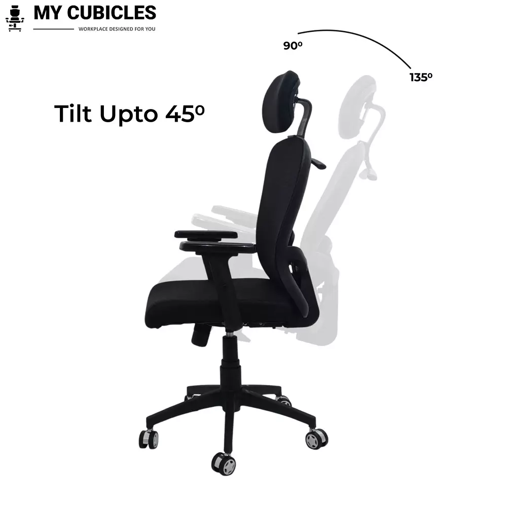 MY CUBICLES Cosmic Horizon Office Ergonomic Chair High Back Polyurethane Foam Weight Capacity Upto 120 Kg Black, MC0094