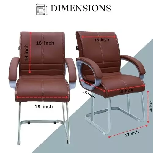 NEWTURN Thanos Revolving Mid Back Office Cushion Visitor Fixed Chair Arm Rest Synthetic Leather Brown for Office, Home & School Use