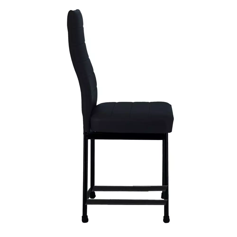 Zidle Bloom Dining Chair Set Faux Leatherette Solid Back Black for Living Room, Dining, Restaurant, Study, Balcony, Kitchen (Pack of 4)
