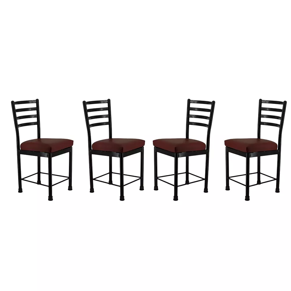 Zidle Asphalt Visitor Dining Chair Set Faux Leatherette Solid Back Brown for Living Room, Dining, Restaurant, Study, Balcony, Kitchen (Pack of 4)
