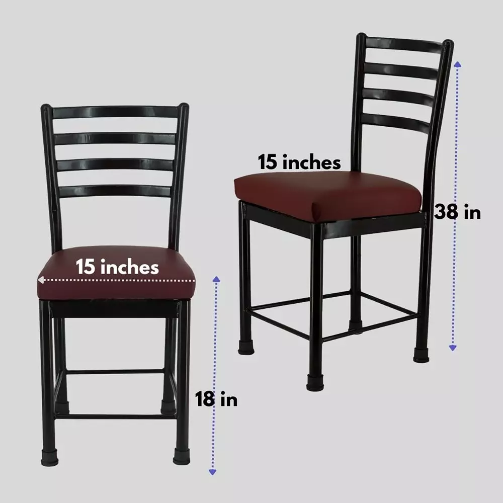 Zidle Asphalt Visitor Dining Chair Set Faux Leatherette Solid Back Brown for Living Room, Dining, Restaurant, Study, Balcony, Kitchen (Pack of 4)