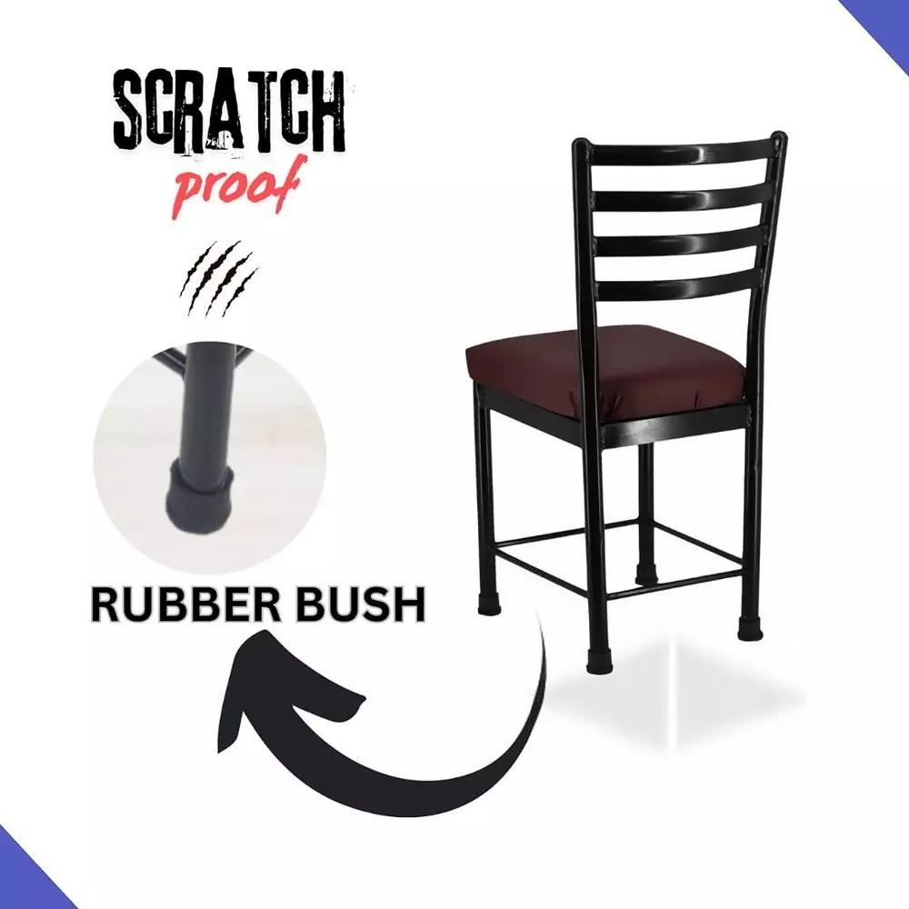 Zidle Asphalt Visitor Dining Chair Set Faux Leatherette Solid Back Brown for Living Room, Dining, Restaurant, Study, Balcony, Kitchen (Pack of 4)