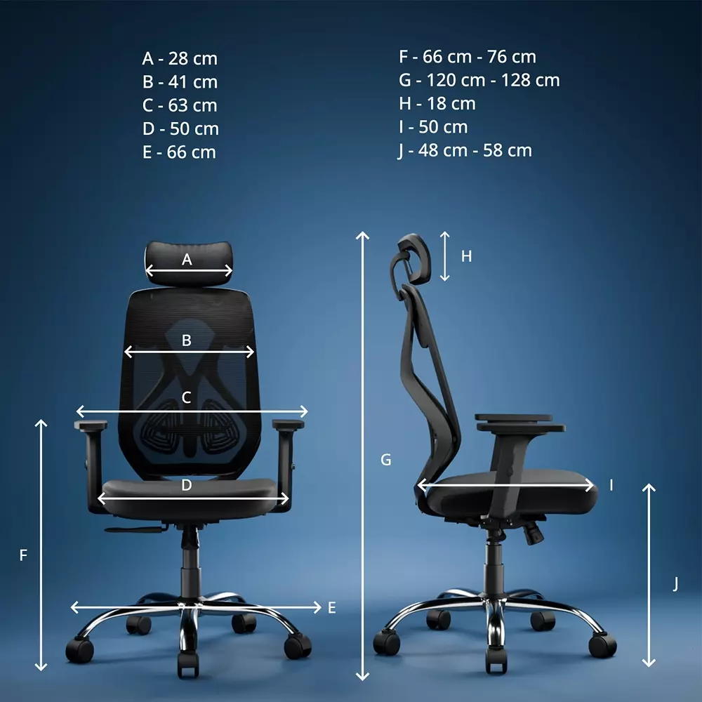 Vergo Office Chair Transform Classic HB High Back Black for WFH/Study/Computer Desk with Adjustable Armrests