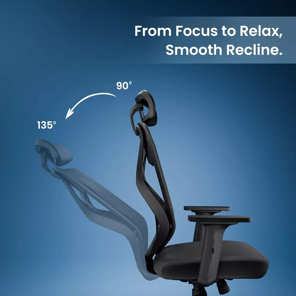 Vergo Office Chair Transform Classic HB High Back Black for WFH/Study/Computer Desk with Adjustable Armrests