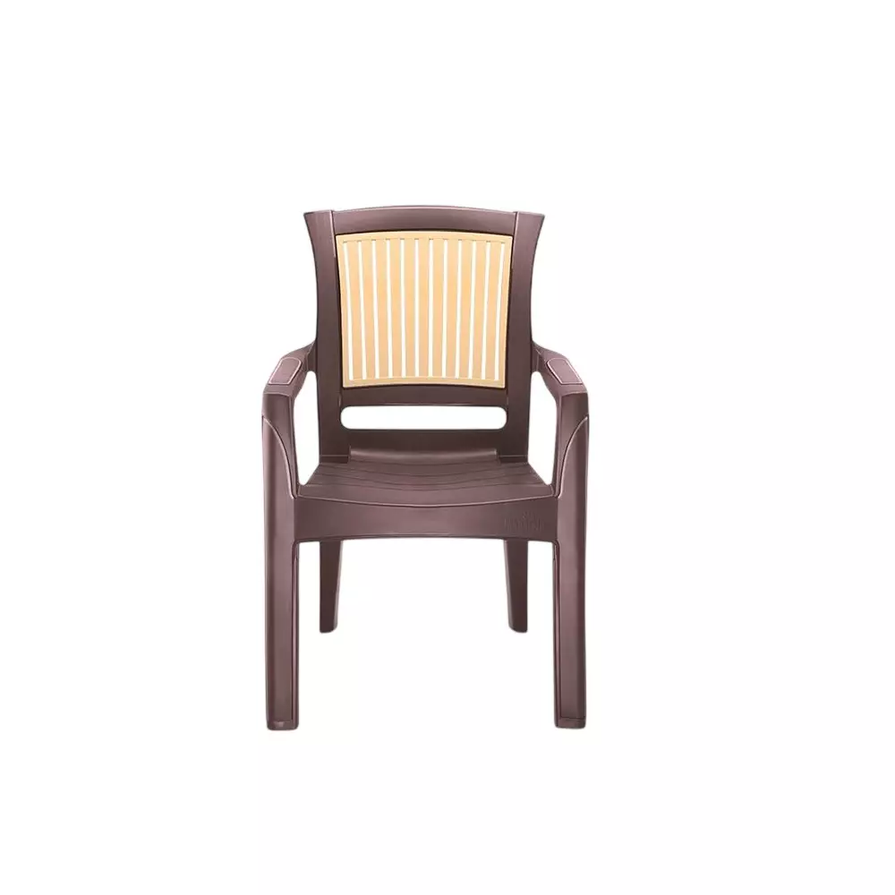 Maharaja Plastic Chair Matt Pattern Up to 200 Kg Weight Capacity Brown & Beige, Singham-104