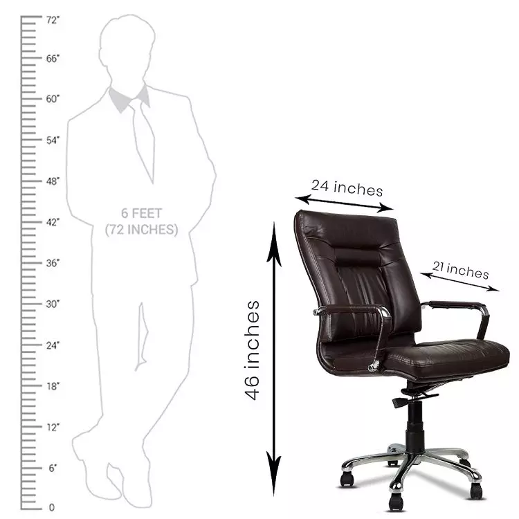Ib basics Brown Leatherette Medium Back Ergonomicanomic Office Executive Chair