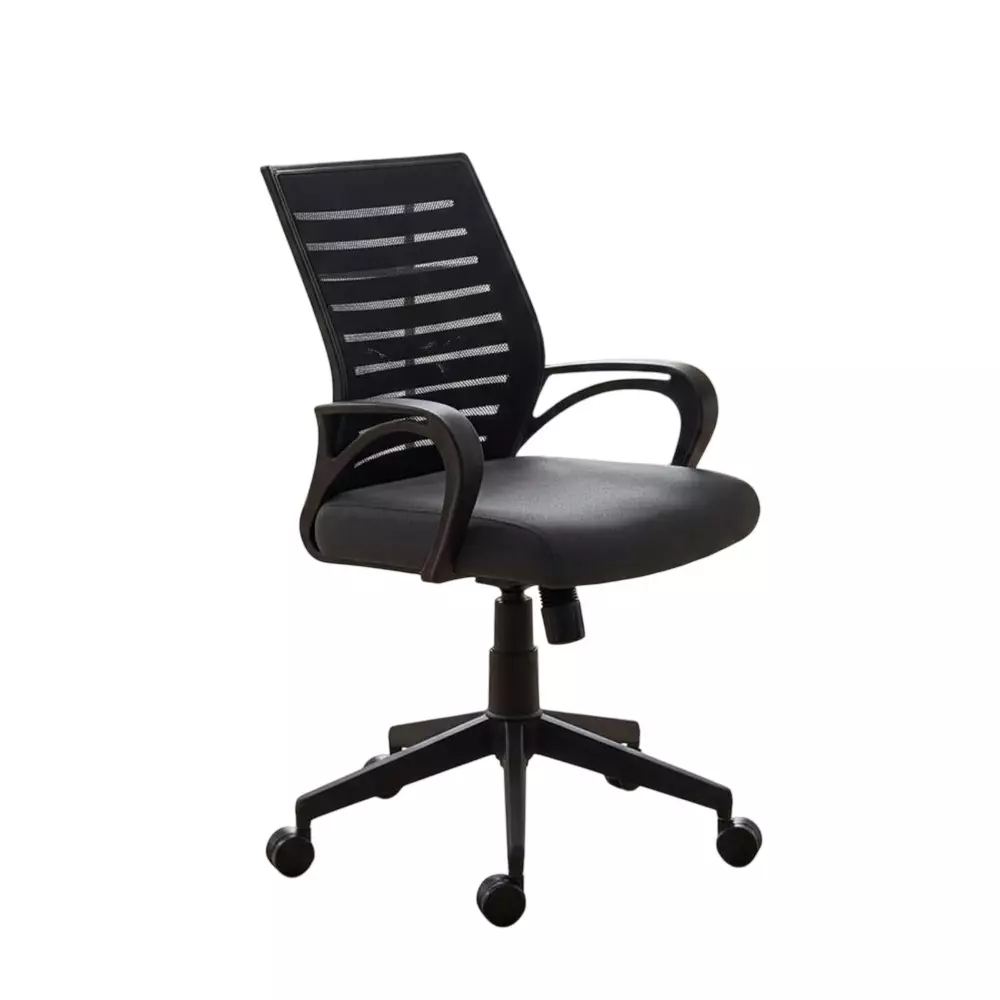 Activa Jerry Ergonomic Office Chair Medium Back Mesh Fabric Black for Home & Office Use