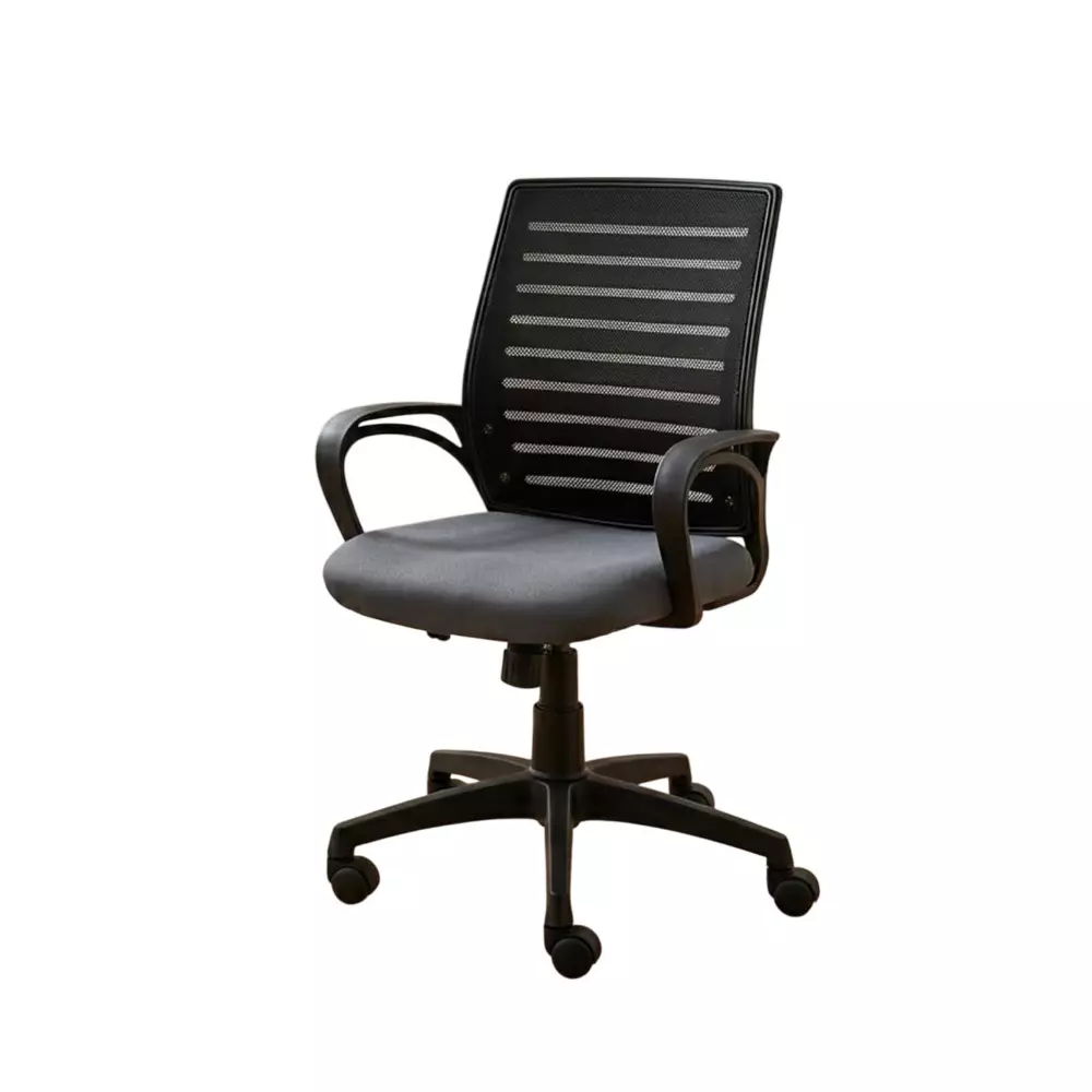 Activa Jerry Ergonomic Office Chair Medium Back Mesh Fabric Grey for Home & Office Use