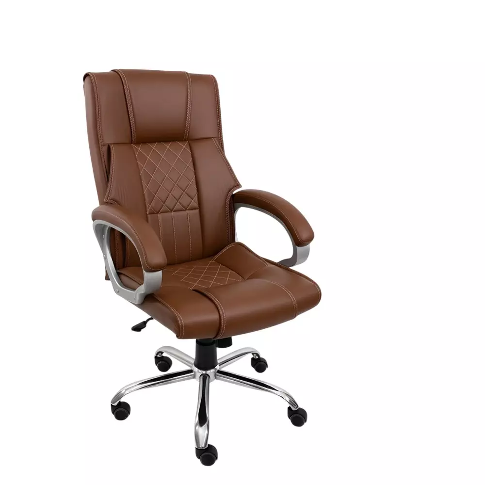 Activa Kim Ergonomic Office Chair with Padded Seat & Arm Rest High Back Premium Leatherette Brown for Home & Office Use