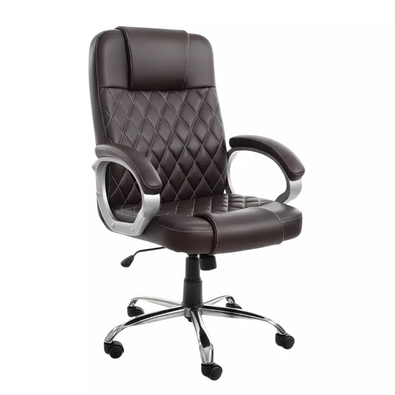 Activa Kohinoor Executive Office Chair with Cushioned Seat & Arm Rest High Back Upholstered Leather Coffee for Home, Gaming & Office Use