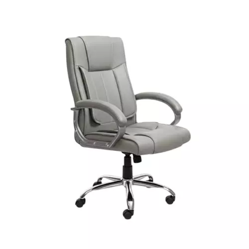 Activa Kylie Ergonomic Boss Chair with Padded Seat & Arm Rest High Back Premium Leatherette & PU Foam Grey for Home, Gaming & Office Use