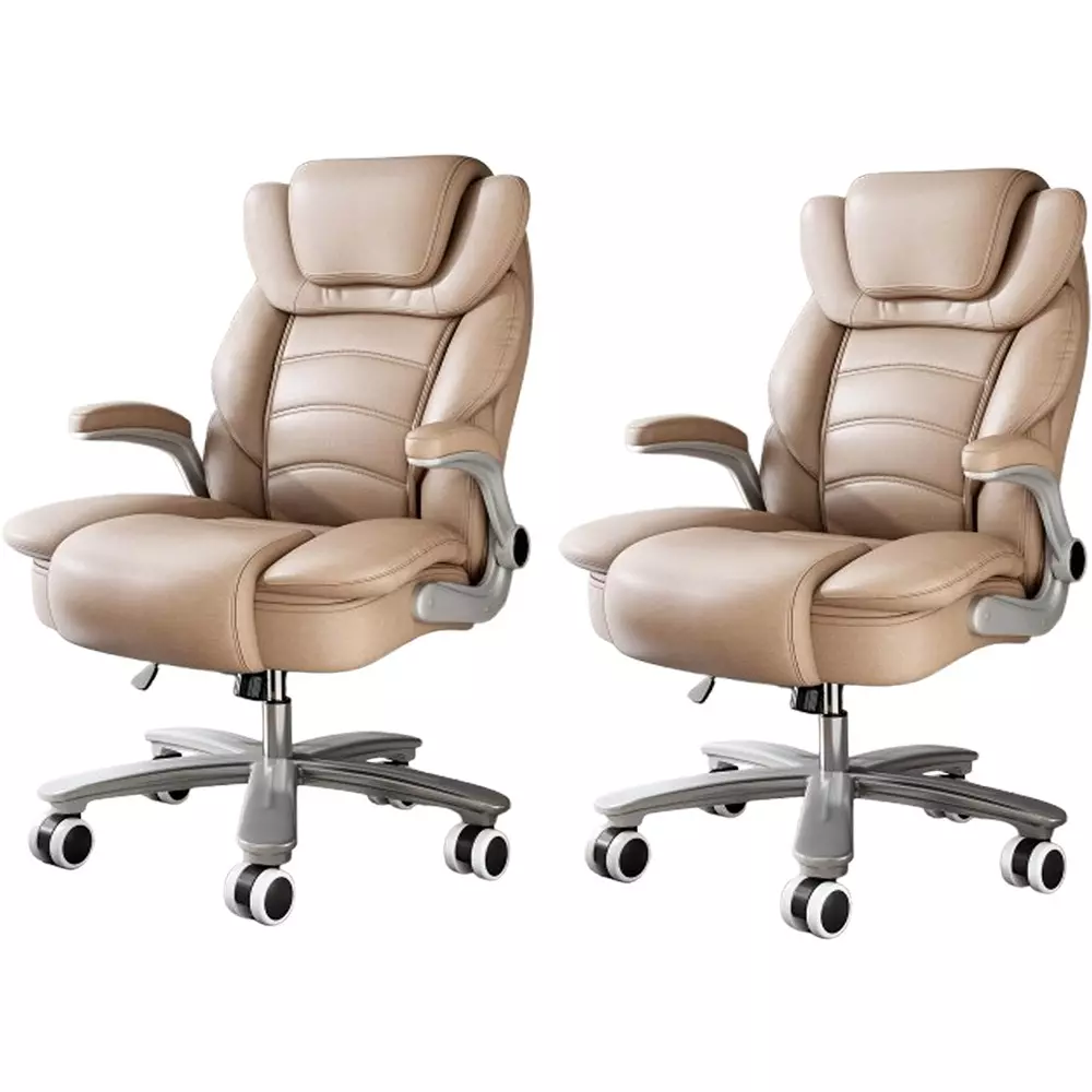 CHAIRTECH Office Executive Chair Light Leatherette Brown for Office & Professional Use, (Pack of 2 Pcs)
