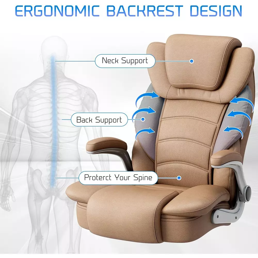 CHAIRTECH Office Executive Chair Light Leatherette Brown for Office & Professional Use, (Pack of 2 Pcs)