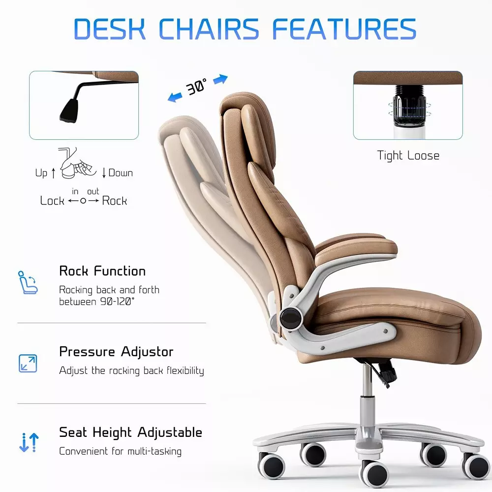 CHAIRTECH Office Executive Chair Light Leatherette Brown for Office & Professional Use, (Pack of 2 Pcs)