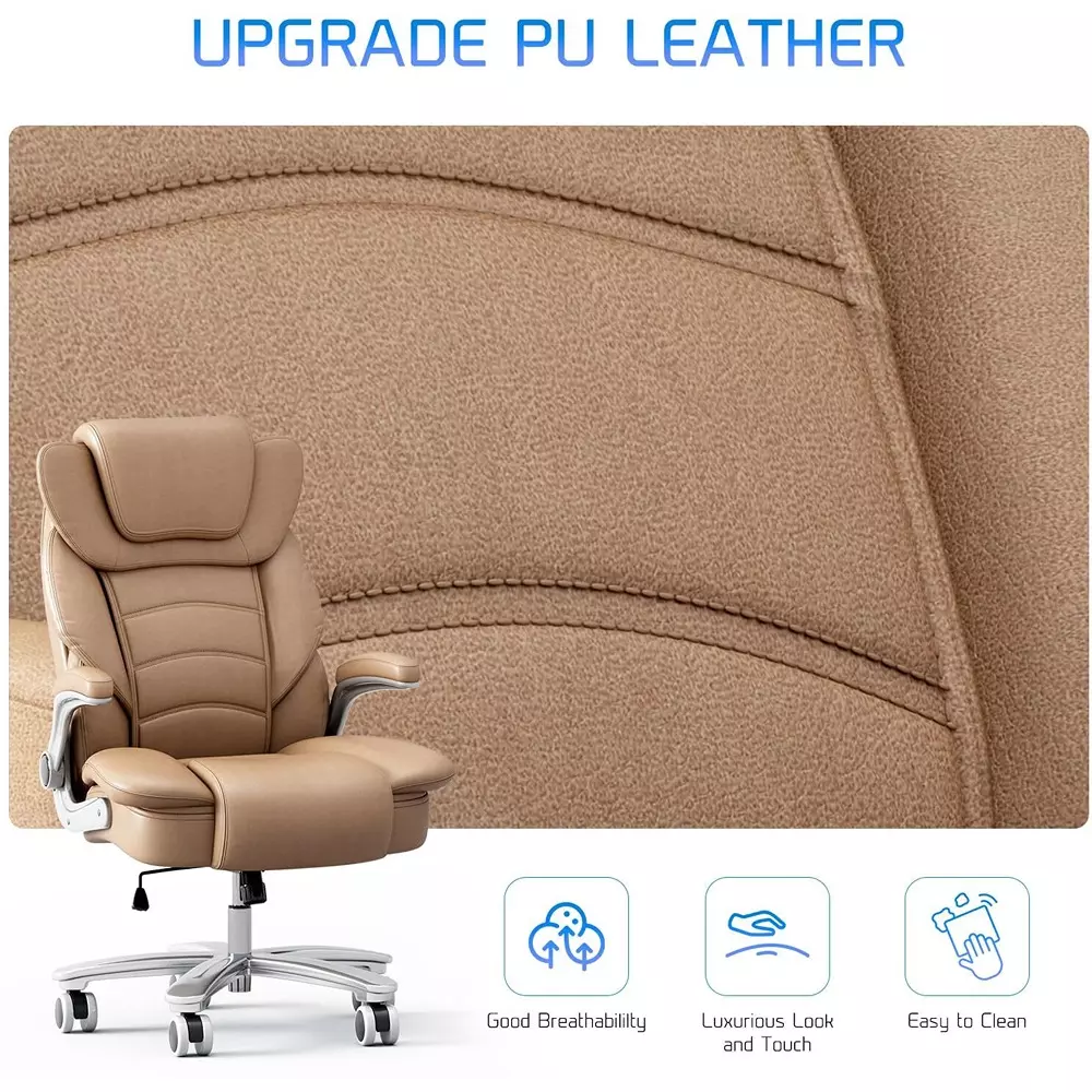 CHAIRTECH Office Executive Chair Light Leatherette Brown for Office & Professional Use, (Pack of 2 Pcs)