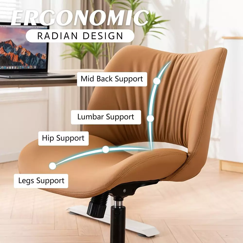 CHAIRTECH Armless Office Visitor Chair Faux Leather Brown for Office & Professional Use