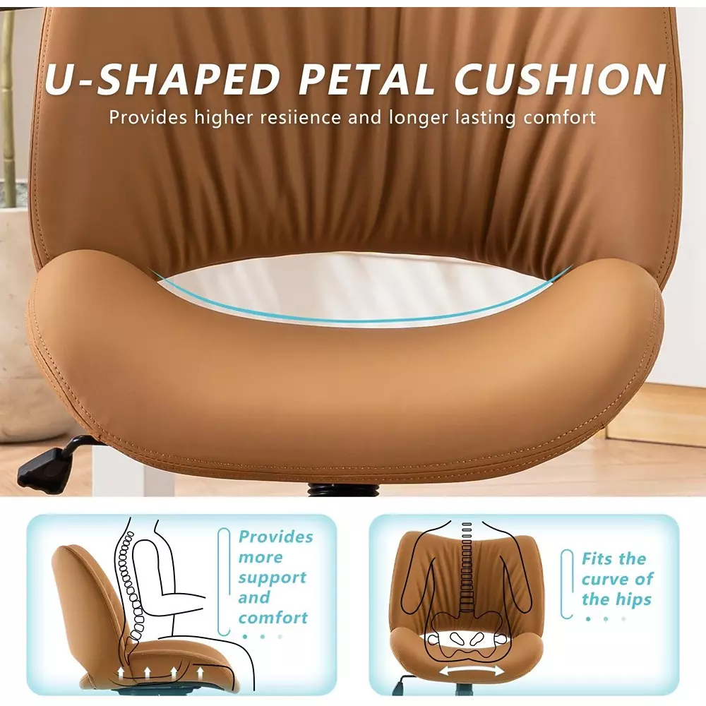 CHAIRTECH Armless Office Visitor Chair Faux Leather Brown for Office & Professional Use