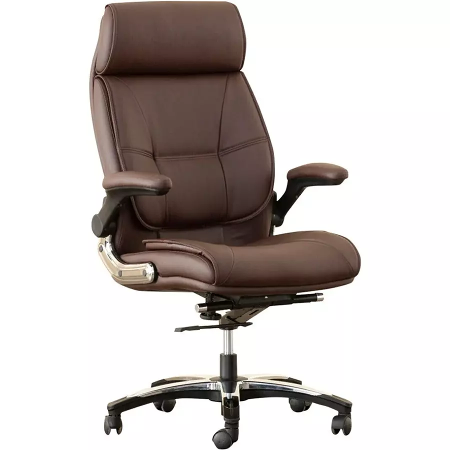 CHAIRTECH High Back Executive Office Chair with Steel Base Leatherette Brown for Office & Professional Use