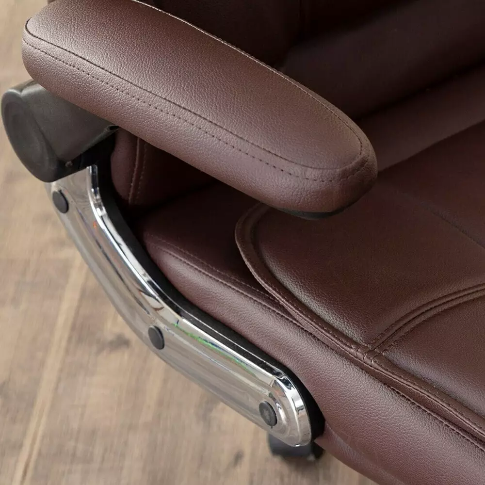 CHAIRTECH High Back Executive Office Chair with Steel Base Leatherette Brown for Office & Professional Use