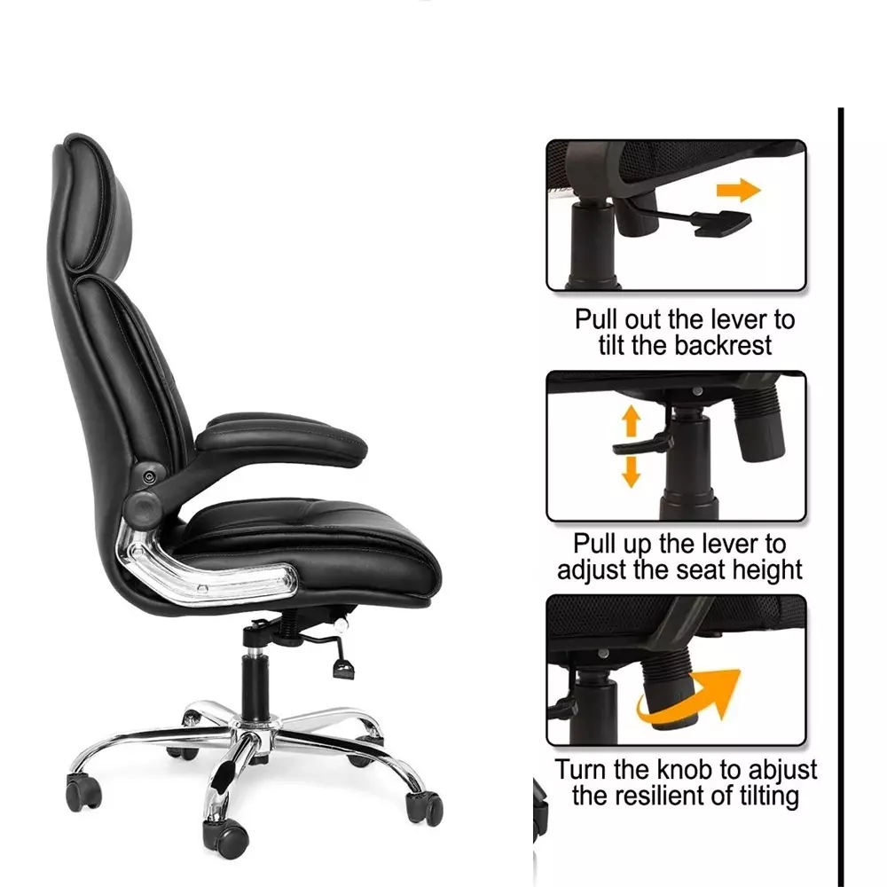 CHAIRTECH High Back Executive Office Chair with Steel Base Leatherette Brown for Office & Professional Use