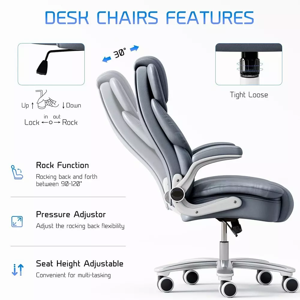 CHAIRTECH High Back Executive Office Chair with Steel Base Leatherette Dark Grey for Office & Professional Use