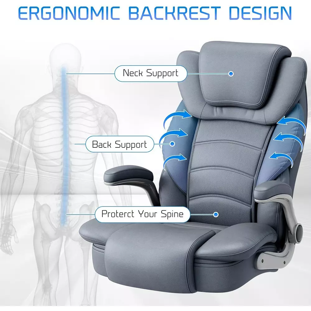 CHAIRTECH High Back Executive Office Chair with Steel Base Leatherette Dark Grey for Office & Professional Use