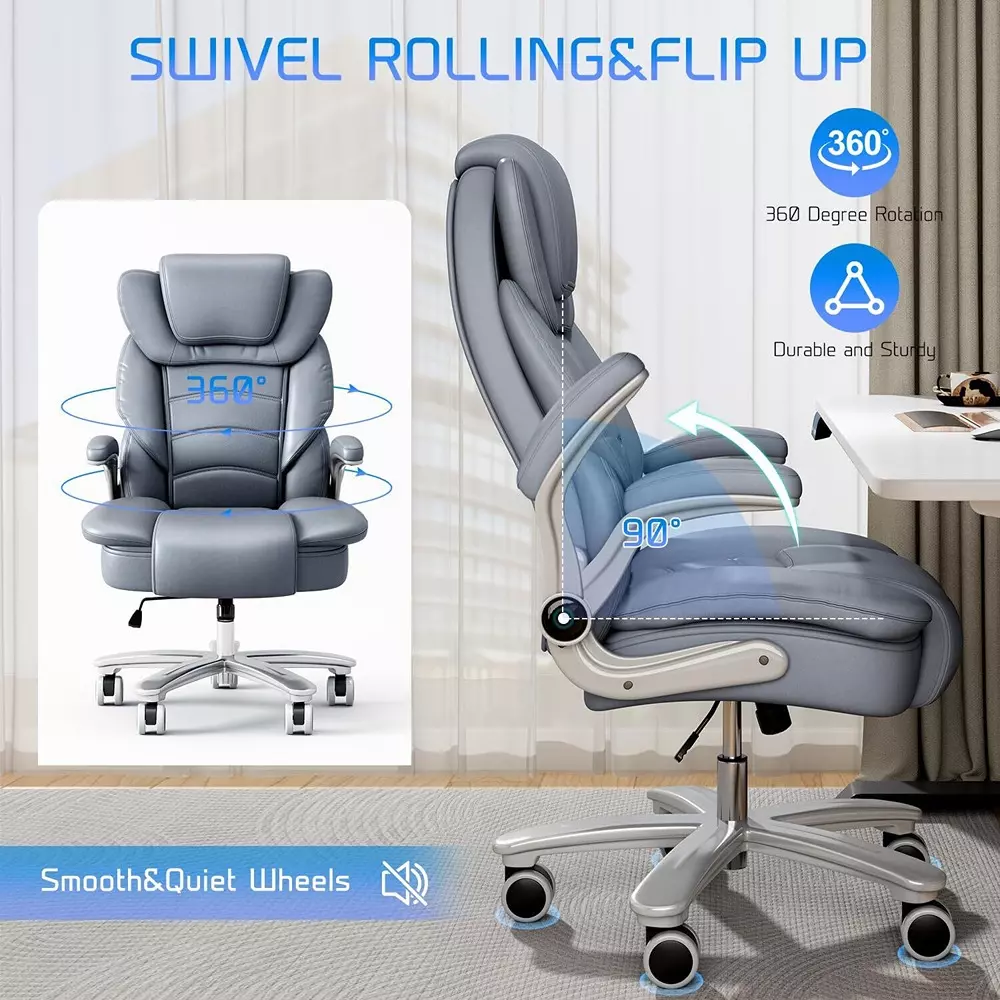 CHAIRTECH High Back Executive Office Chair with Steel Base Leatherette Dark Grey for Office & Professional Use