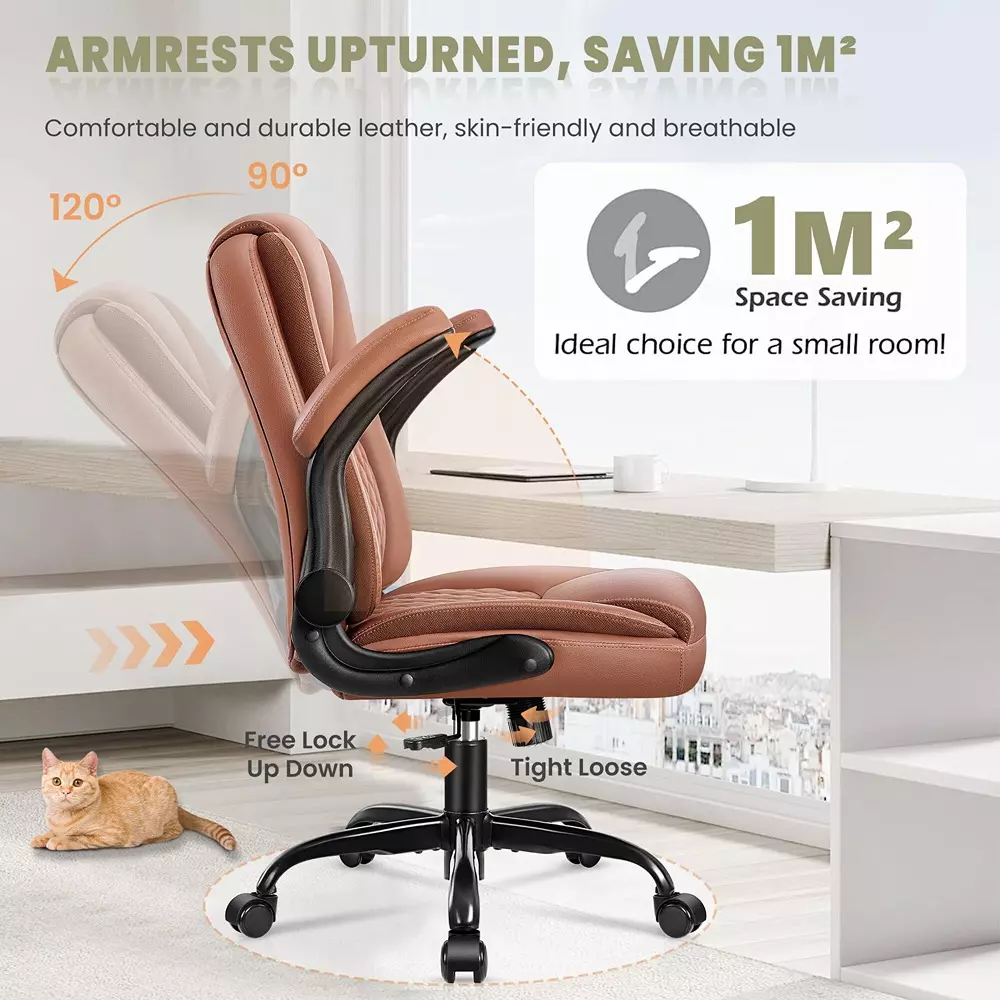 CHAIRTECH Office Conference Chair Leatherette Brown for Office & Professional Use