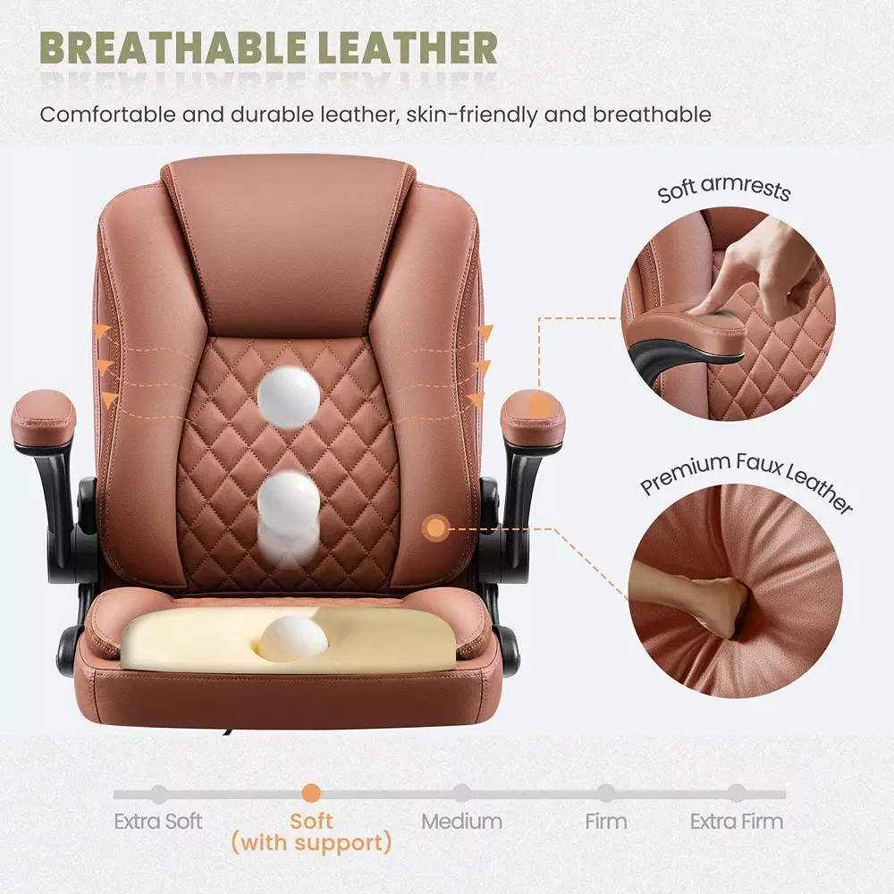 CHAIRTECH Office Conference Chair Leatherette Brown for Office & Professional Use