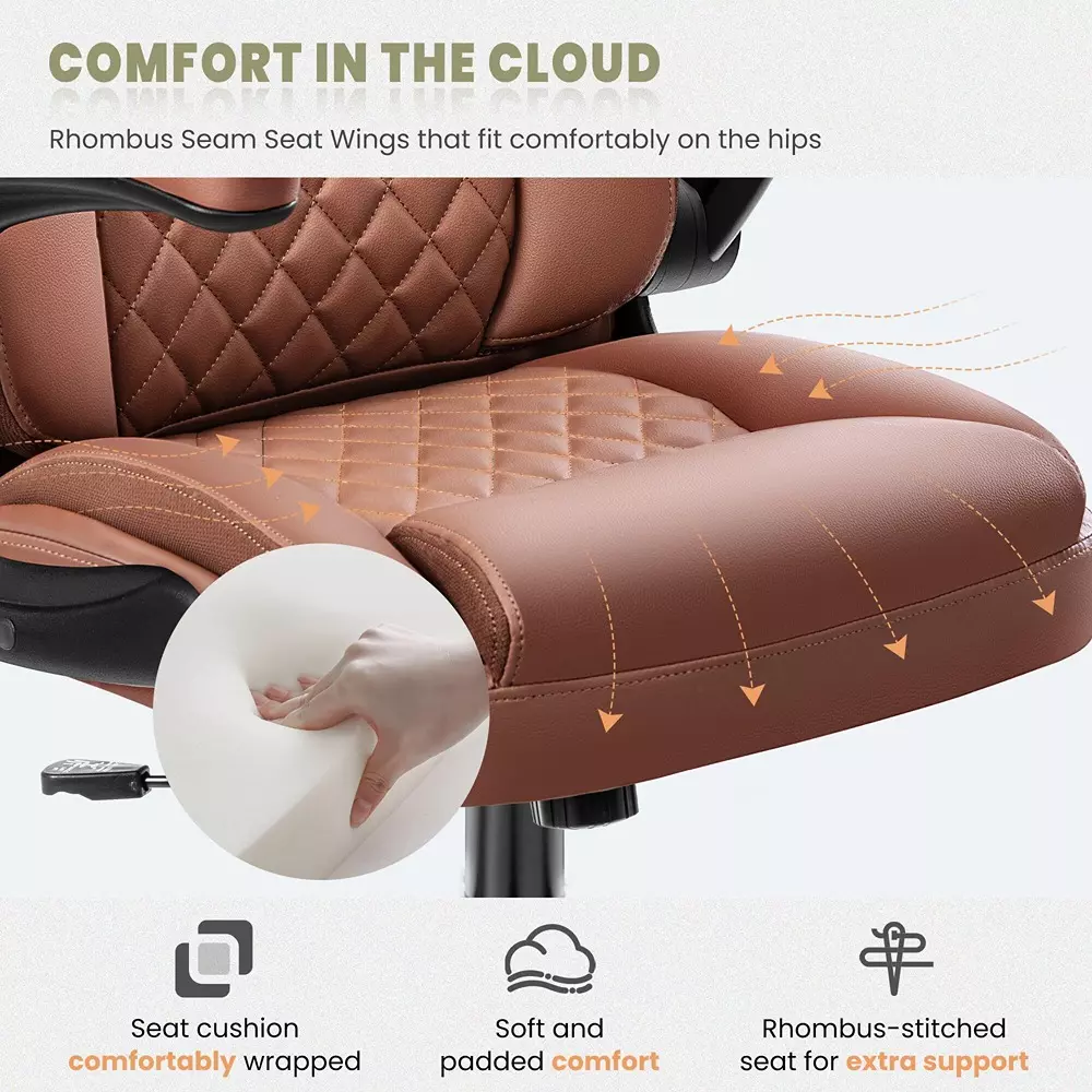 CHAIRTECH Office Conference Chair Leatherette Brown for Office & Professional Use