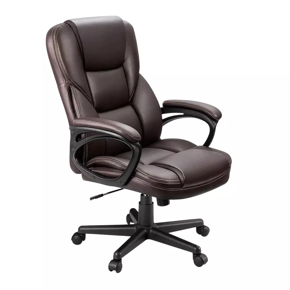 CHAIRTECH High Back Adjustable Office Executive Chair Leatherette Brown for Office & Professional Use