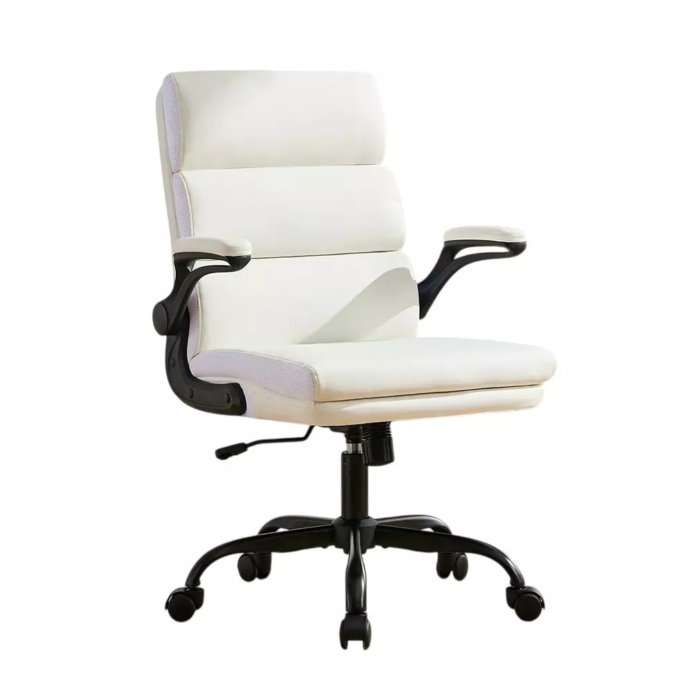 CHAIRTECH Mid/Medium/Low Height Adjustable Office Chair Leatherette White for Office & Professional Use