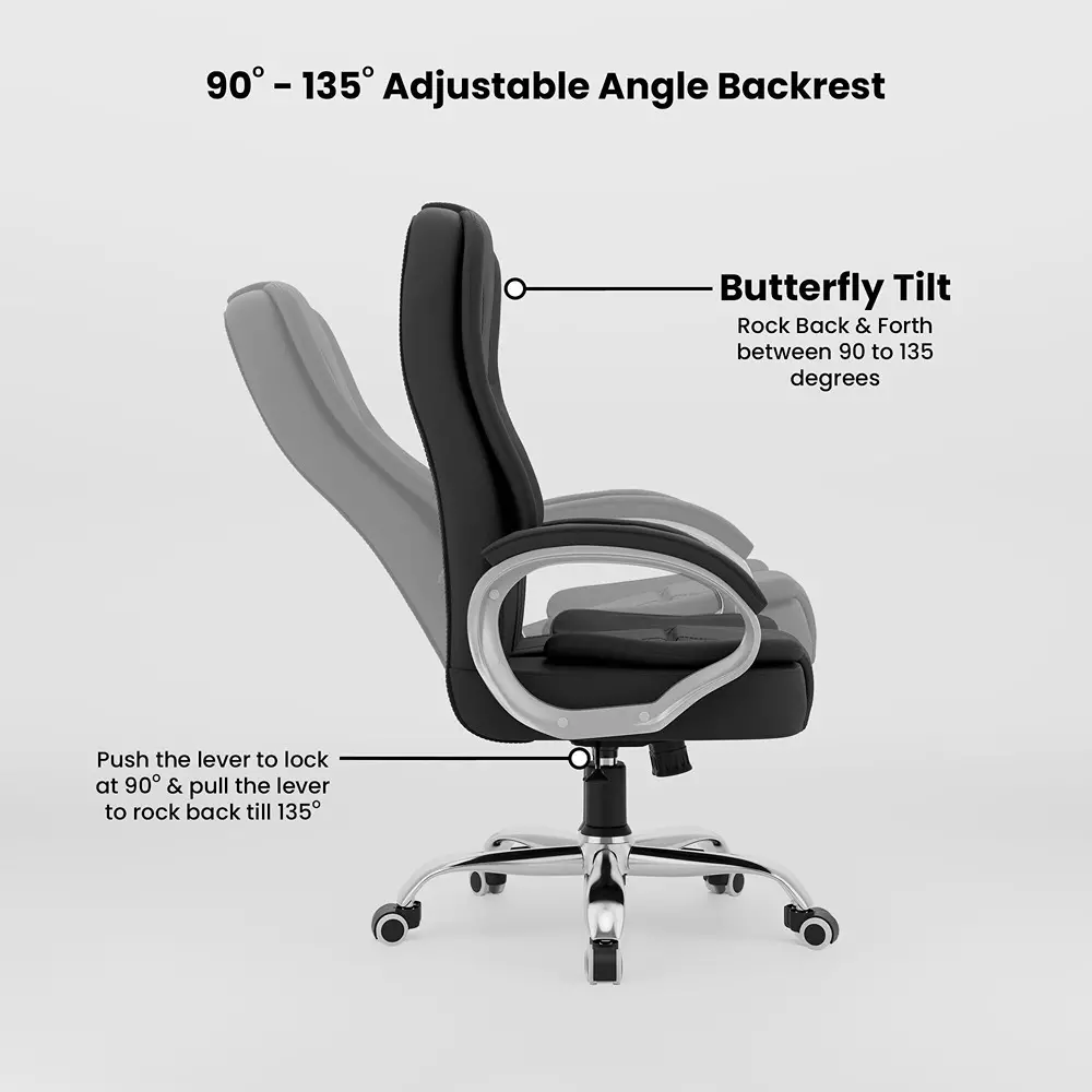 CHAIRTECH High Back Office Executive Chair Fabric Black for Office & Professional Use