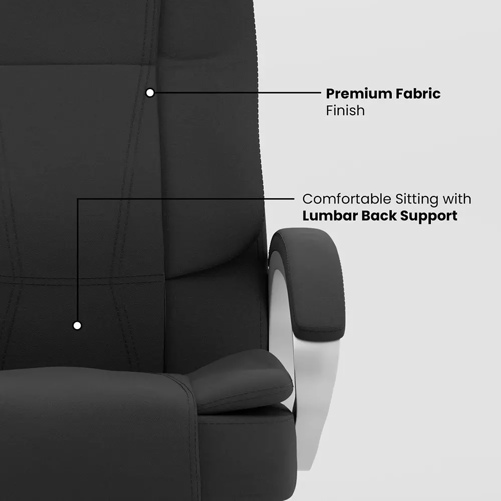CHAIRTECH High Back Office Executive Chair Fabric Black for Office & Professional Use