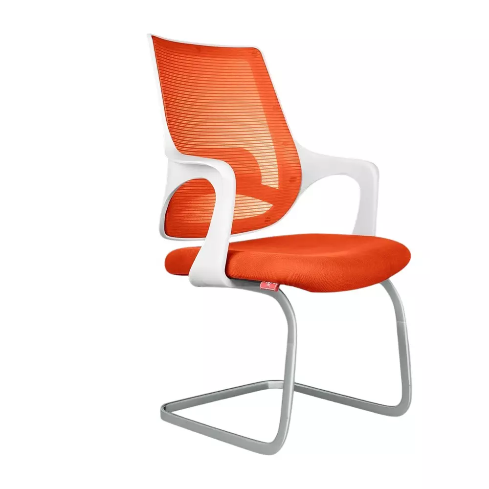 Rose Mono Visitor Chair with Metal Stand Mid Back White & Orange India