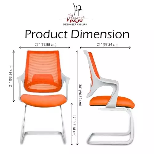 Rose Mono Visitor Chair with Metal Stand Mid Back White & Orange India