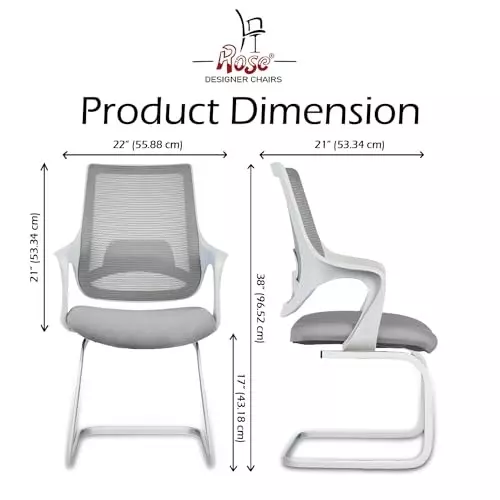 Rose Mono Visitor Chair with Metal Stand Mid Back White & Grey India