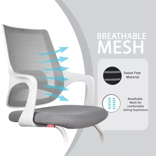 Rose Mono Visitor Chair with Metal Stand Mid Back White & Grey India