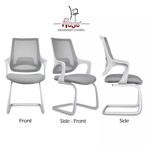 Rose Mono Visitor Chair with Metal Stand Mid Back White & Grey India