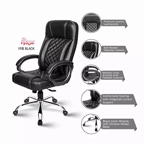 Rose I10 Revolving Office Chair High Back Black India