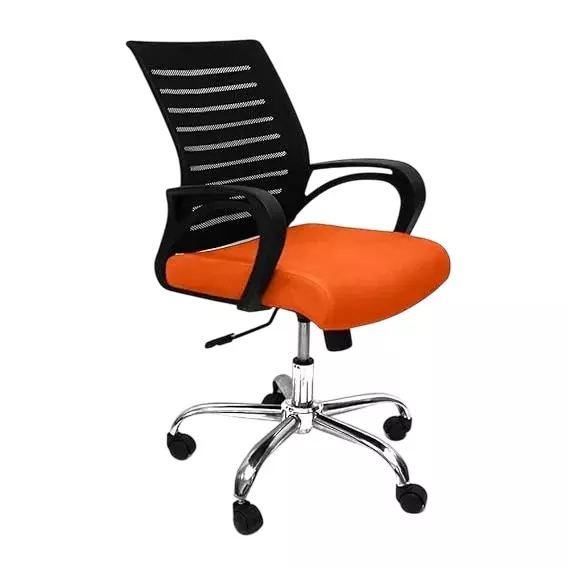 SAHANI Medium Back Ergonomic Office Chair Mesh Fabric Arm Rest Orange, SSF-03