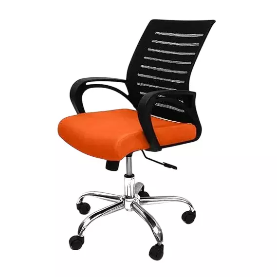 SAHANI Medium Back Ergonomic Office Chair Mesh Fabric Arm Rest Orange, SSF-03