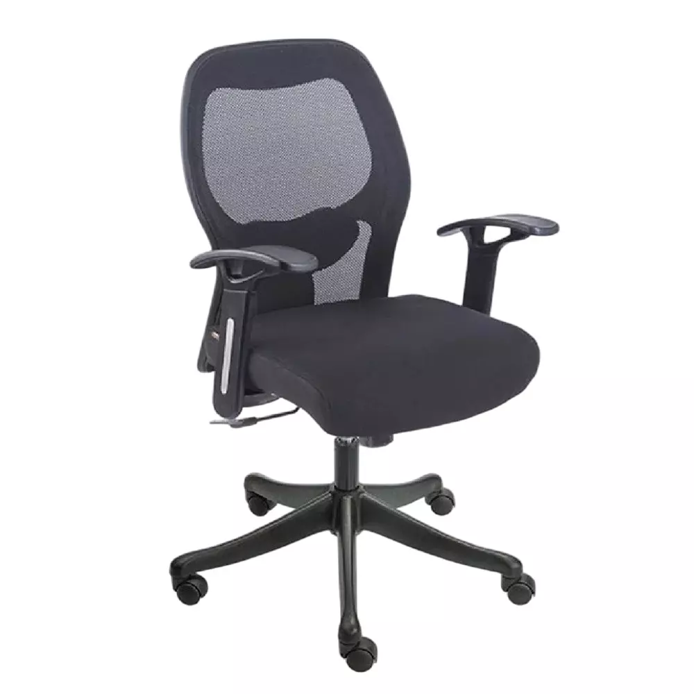SAHANI Matrix Medium Back Revolving Chair Fabric Arm Rest Black 1, SSF-13