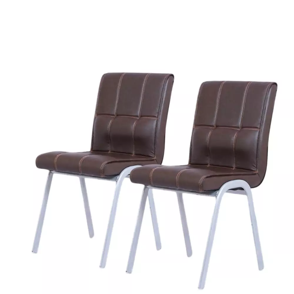 Zidle Glance Visitor Dining Chair Set Faux Leatherette Solid Back Brown for Living Room, Dining, Restaurant, Study, Balcony, Kitchen (Pack of 2)
