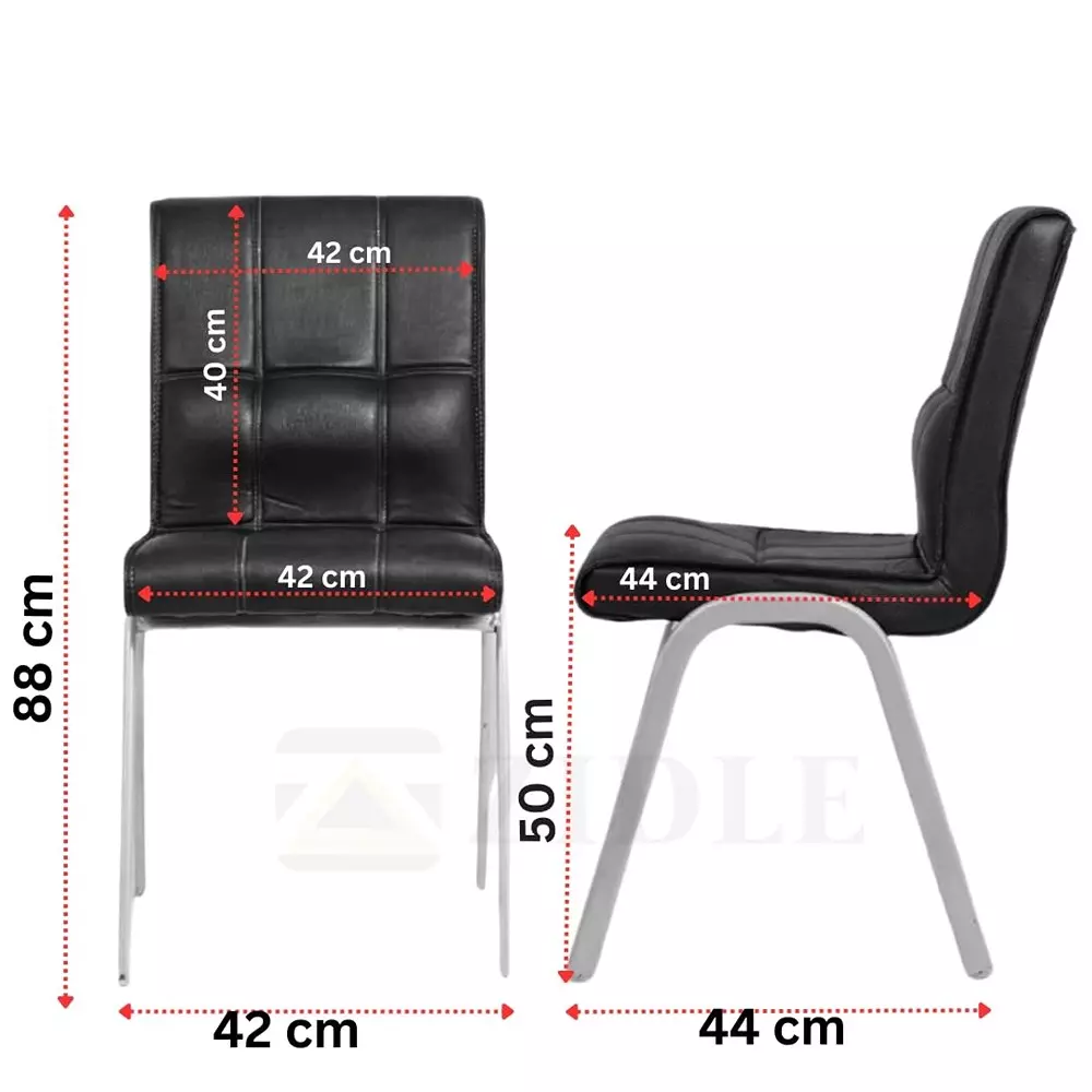 Zidle Glance Visitor Dining Chair Set Faux Leatherette Solid Back Brown for Living Room, Dining, Restaurant, Study, Balcony, Kitchen (Pack of 2)