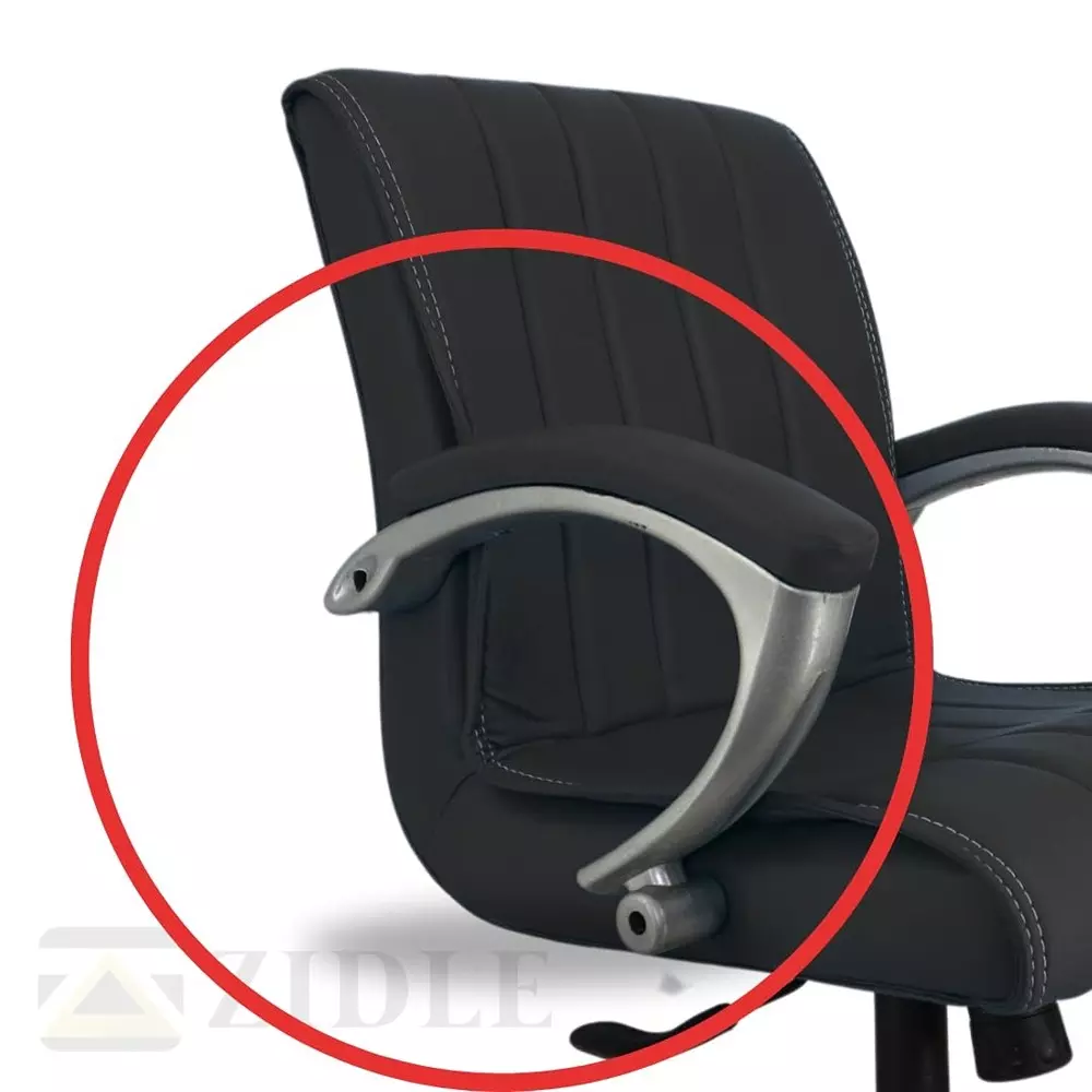 Zidle Study Revolving Swivel Chair with PP Fibre Armrest Faux Leatherette Solid Back Black Tilting Mechanism